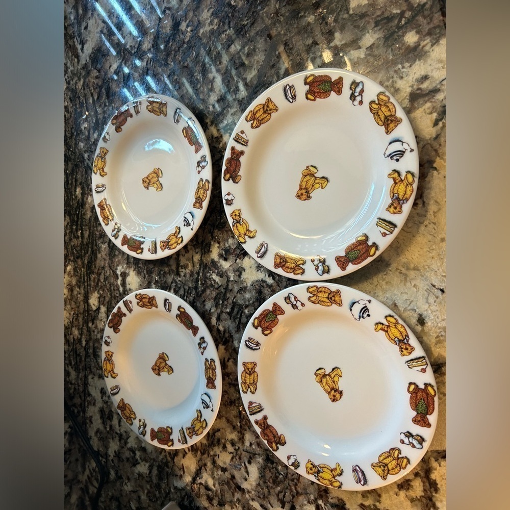 Paul Cardew 8” Tea Bear Set‎ of 4 Plates ceramic Vintage